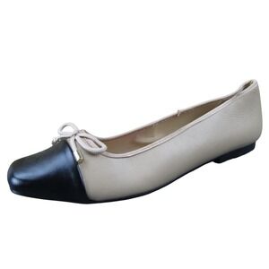 Steve Madden Nicoletta Women's 8.5 Beige‎ Black Leather Ballet Flats Comfort
